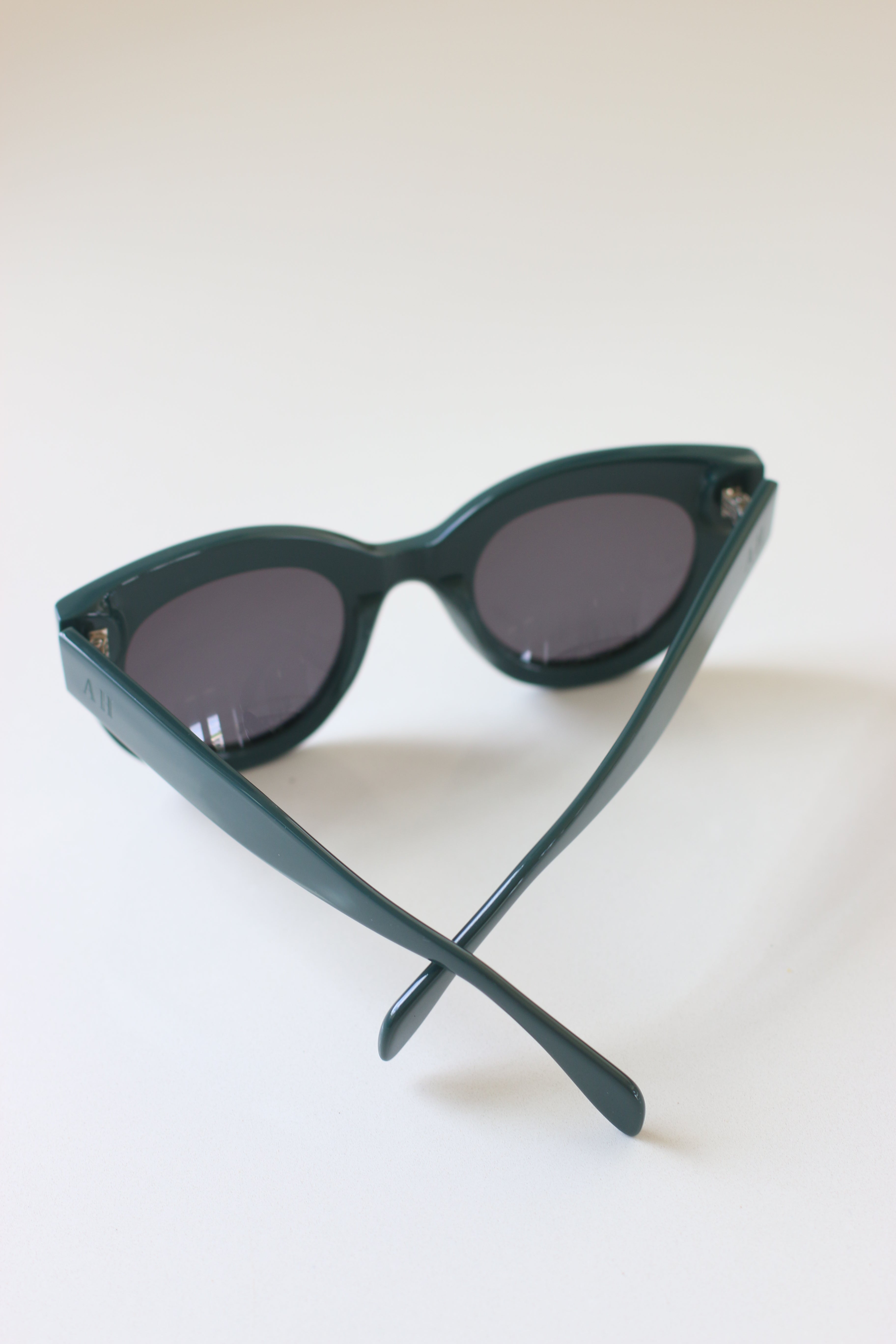  ANEA HILL The Wind luxury sunglasses boast a classic green frame, silver-tone hinges, and polarized lenses for superior protection.